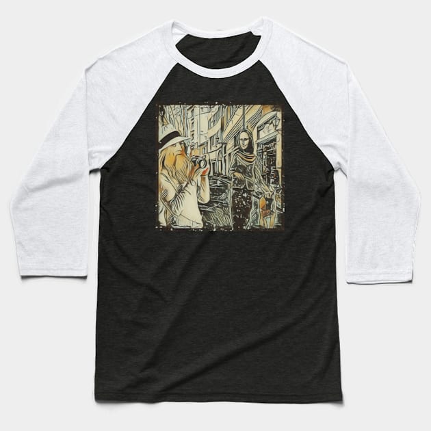 Davinci meets Mona Losa in Florence Baseball T-Shirt by CreakyDoorArt